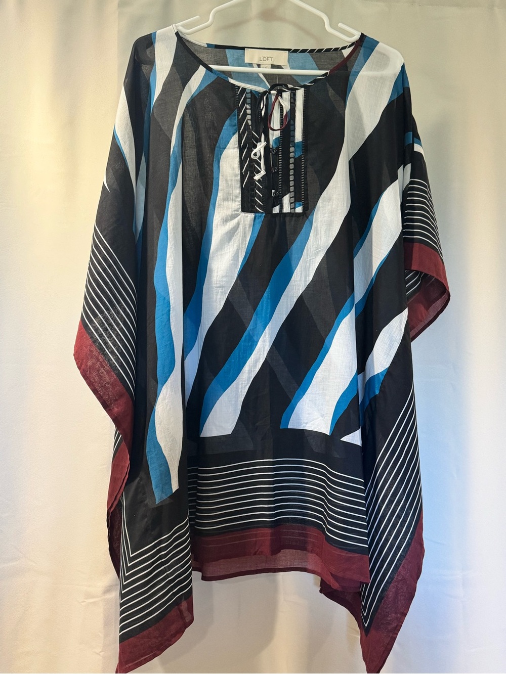 LOFT geometric women’s beach Tunic swim coverup s/xs sheer poncho